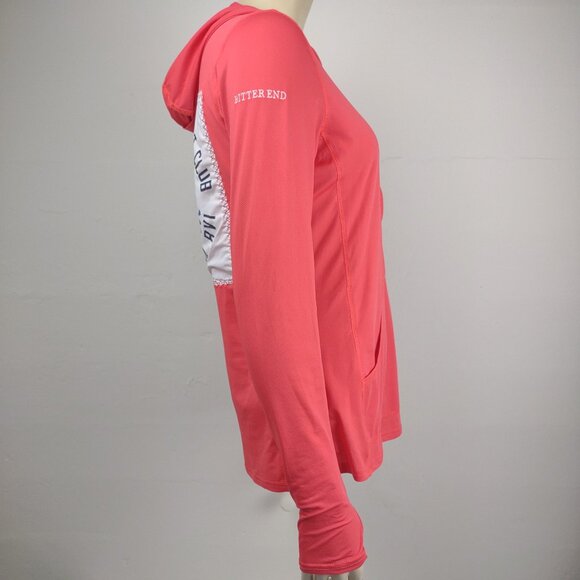 NWOT Bitter End Yacht Club coral red mesh 1/4 zip hooded pullover ladies Small - Picture 5 of 12
